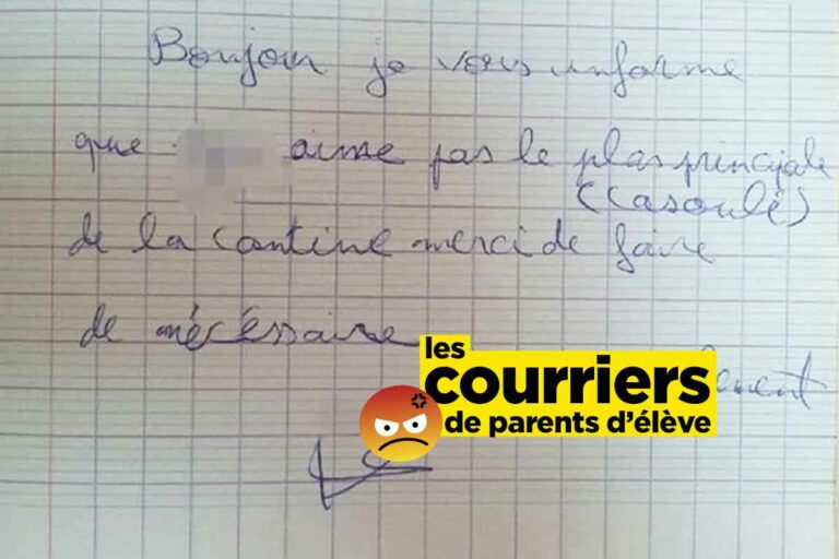 « Pas de cassoulet à la cantine », les charmants courriers de parents à l’école