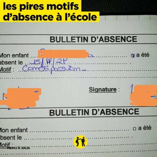 Constipassion, 10 motifs douteux d’absence à l’école