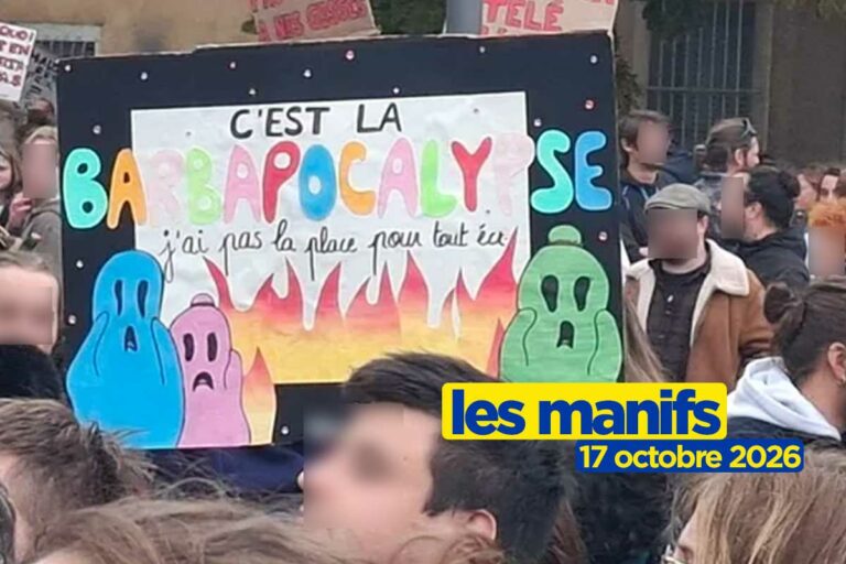 La Barbapocalypse, les panneaux des manifestations du 17 octobre 2026